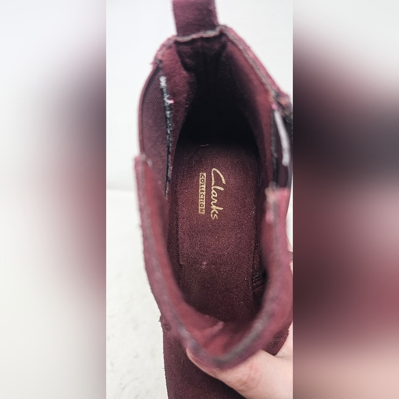 Clarks Collection Women's Burgandy Suede Wedge Heel Ankle Boot Size 5.5M - Picture 13 of 15